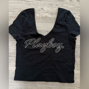 PacSun PLAYBOY Black Crop Top Shirt